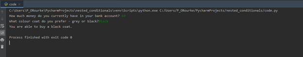 Output from Python Example